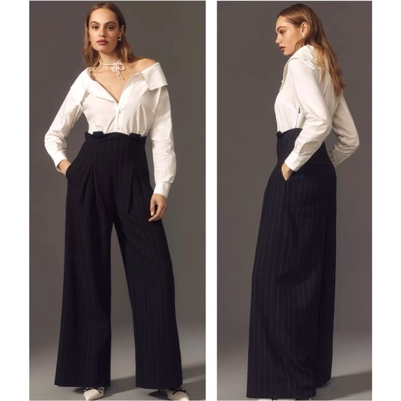 Anthropologie Maeve Corseted Wide Leg Long Sleeve Off the Shoulder Jumpsuit NEW - Picture 1 of 6